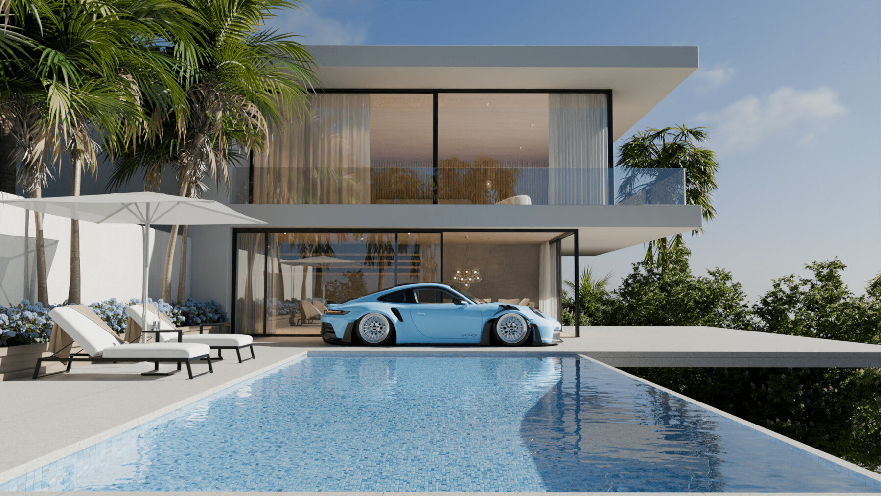 Modern villa pool (Blender scene)