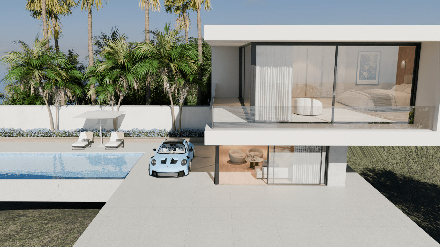 Modern villa pool (Blender scene)