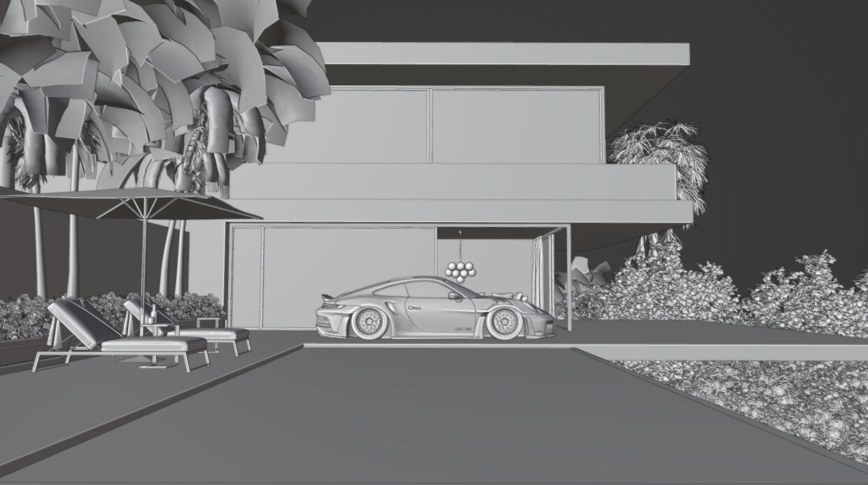 Modern villa pool (Blender scene)