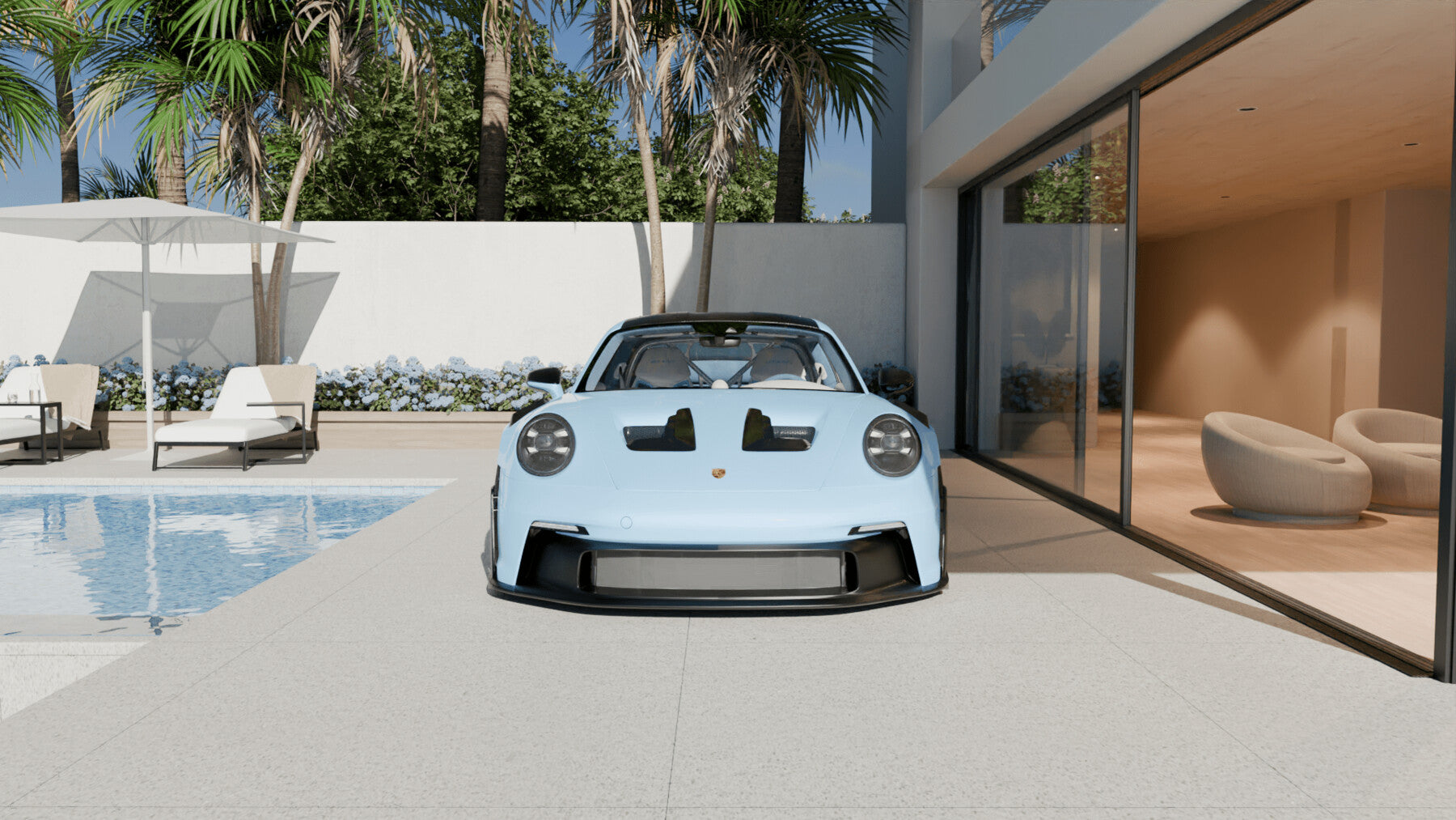 Modern villa pool (Blender scene)