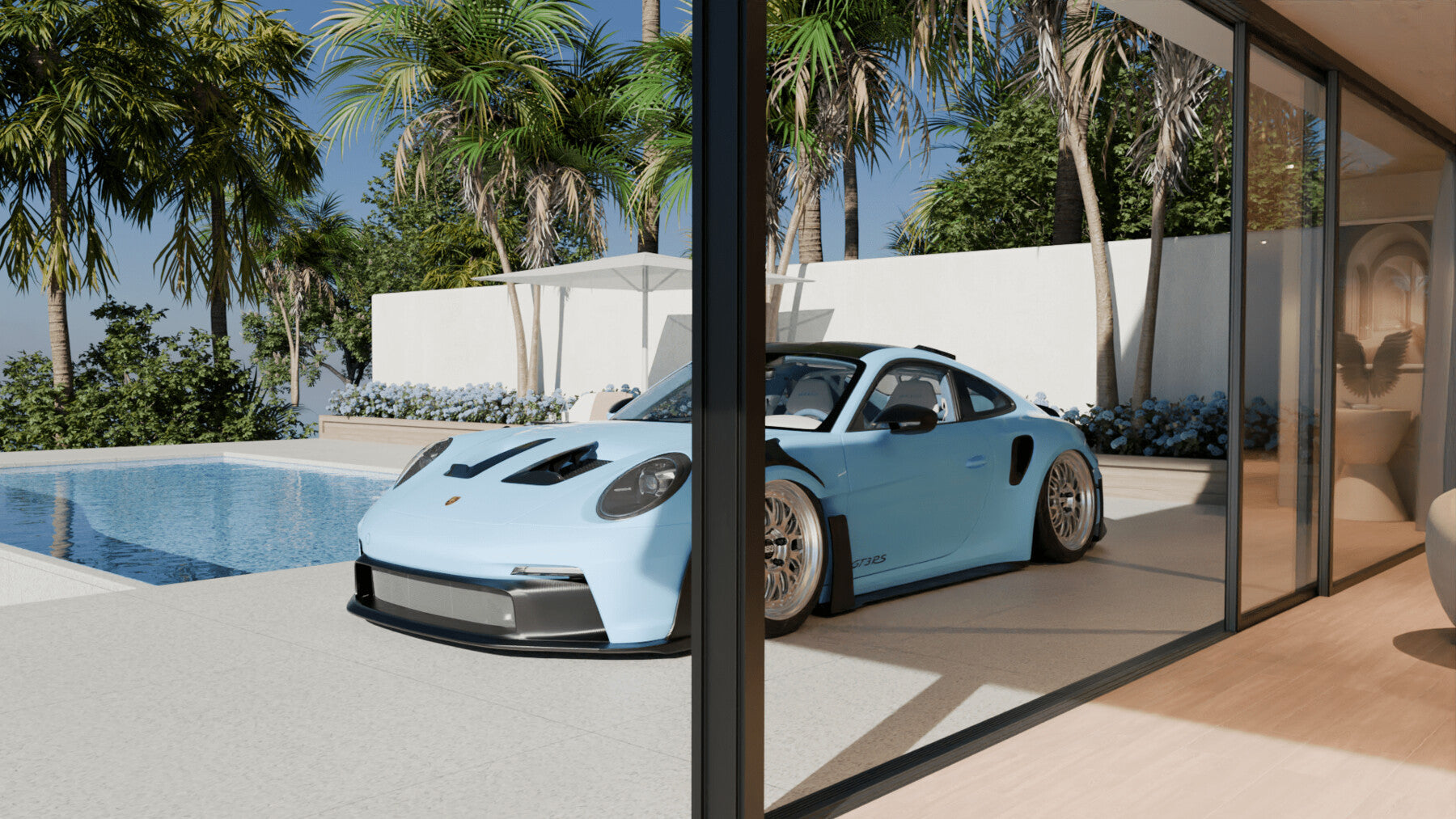 Modern villa pool (Blender scene)