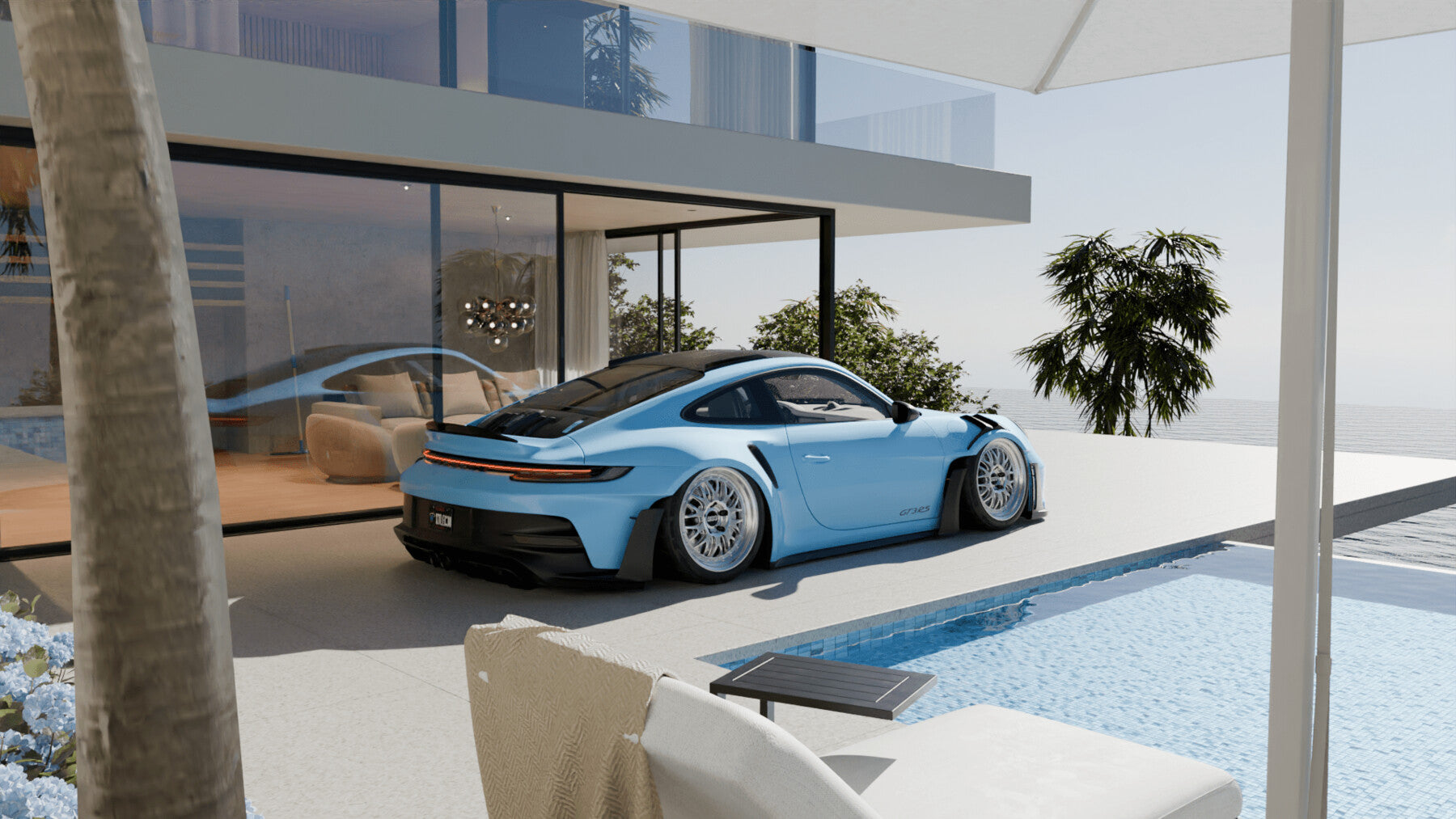 Modern villa pool (Blender scene)